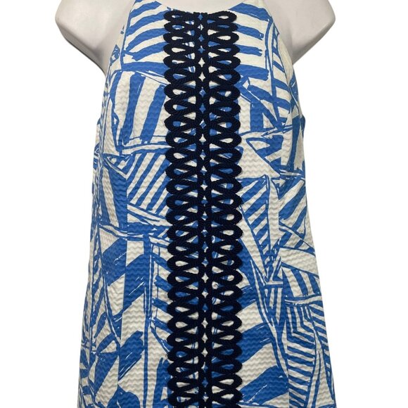 Lilly Pulitzer Annabelle Shift Dress Bay Blue Yacht Sea Print Sz 0 Nautical Prep - Picture 3 of 8